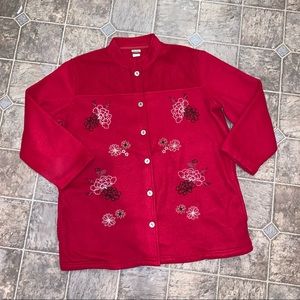 Tudor Court By Haband Embroidered Red Fleece